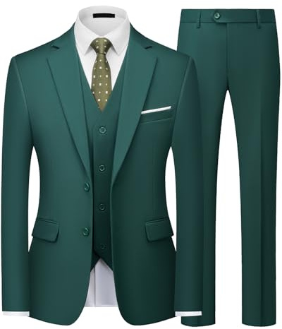 Mens Suits 3 Piece Slim Fit Two Button Blazer Waistcoat Trousers Set Formal | Classic formal tuxedo suit designed for weddings, business meetings, parties, prom, graduation and evening dinner events