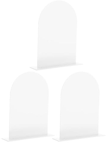 Healeved 3pcs Acrylic Arch Table Signs with Stand Blank Reusable Wedding Place Cards for Anniversary Event Decoration and Outdoor Use White Portable Table Number Holders