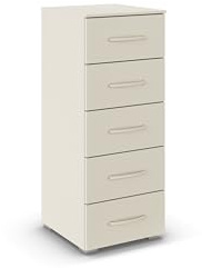 Rauch Möbel ADITIO, Kommode, Farbe Beige, Breite 40 cm | Highboard im zeitlosen Stil, 5 Schubladen, Soft-Close-Funktion, für Schlafzimmer, Gästezimmer, Wohnzimmer, Garderobe, Flur