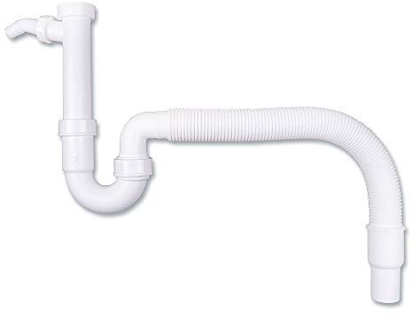 AQUADE Geruchsverschluss Röhrengeruchsverschluss Raumsparsiphon 1½“ x 40/50 mm mit flex Abgang + 1GА