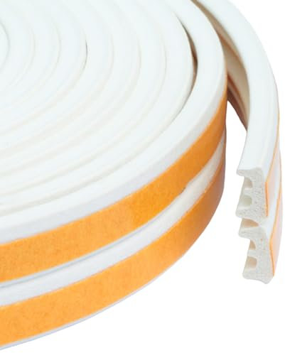 FENSTERDICHTUNG selbstklebend - Dichtband Türdichtung Gummidichtung Fensterdichtband Tür Fenster (50 m, E - Profil, Weiss)