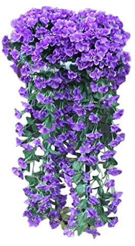 Lazzboy Hängende Silk Orchidee blüht künstliche Violette Blumen-Wand-Glyzinien-Korb-hängende Garland Vine Flowers-Fälschung(A)