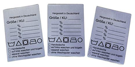 Hödtke Vertrieb 25 Textiletiketten Universal Kopfumfang und Extras