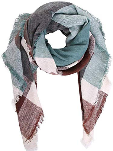 Boolavard Plaid Cashmere Feel Klassischer Weicher Luxuriöser Winterschal für Männer und Frauen (Grün/Schokolade)