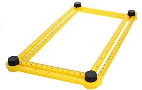 Utoolmart Multi Angle Measuring Lineal, 4-Sided Angle Measurement Tool, ABS Plastic Universal Angler Folding Rulers Winkelmesser, für Bauarbeiter, Handwerker, Tischler, Gelb, 1 Stück