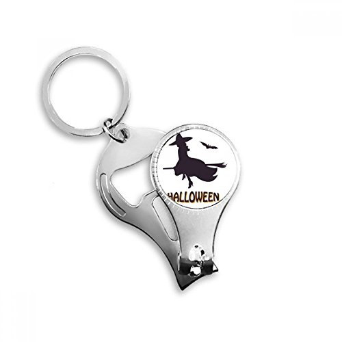Hexenfahrt Besenstäbchen Fledermaus Halloween Nagelzange Ring Schlüsselanhänger Flaschenöffner Clipper