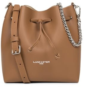 LANCASTER | Pur & Element City - Petit Sac bourse Refente de Cuir de Vachette Lisse Camel - In - Or pâle