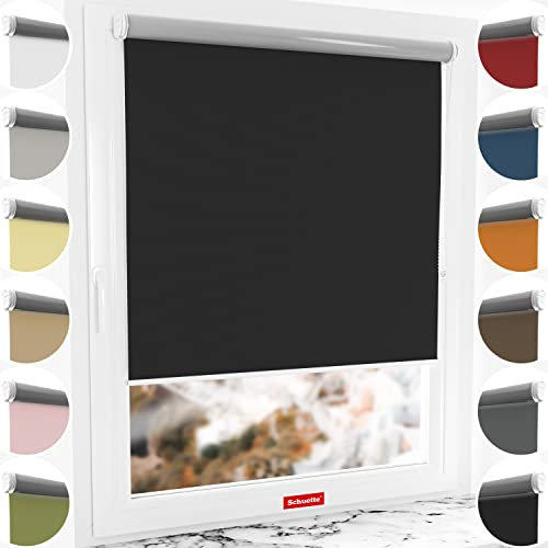 Schuette® Verdunkelungsrollo ohne Bohren/mit Bohren 2in1 ● Thermo Rollo Kollektion: Onyx Stone (Schwarz) ● 80 x 130 cm (Breite x Höhe) ● Suprafix Klemmrollo = Klemmfix 2.0 ● 60s Montage mit Video