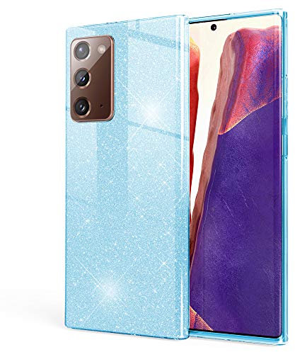 NALIA Brillante Housse Compatible avec Samsung Galaxy Note 20 Coque, Glitter Case Bling Cover Telephone Portable Protection, Anti-Choc Bumper Etui Couverture Protege Paillettes, Couleur:Bleu