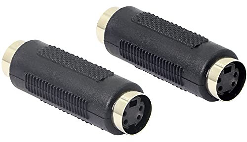 GELRHONR S-Video 4 pin mini accoppiatore DIN, S-Video 4 terminale femmina a connettore femmina per estendere cavi SVHS, per DVD DSS HDTV-2PCS, nero