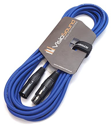 VisioSound Premium Microphone Lead Male XLR to Female XLR/Pro Noiseless Balanced Cable (6m, Blue)