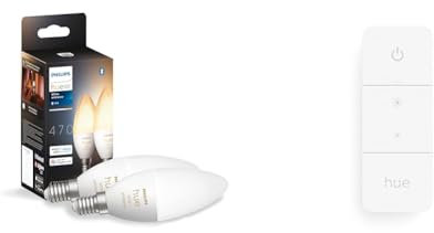 Philips Hue White Ambiance 2 Lampadine LED Smart, Bluetooth, E14, 5 W, Dimmerabili, Luce Bianca da Calda a Fredda + Lighting Hue Telecomando Dimmer Switch, Controllo Illuminazione Smart, Versione 2021