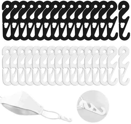 Lot de 30 crochets d'oreille pour masque, clips d'oreilles réglables à 3 positions, crochets d'extension de masque pour soulager la douleur d'oreille, cache-oreilles pour adultes et enfants, noir,