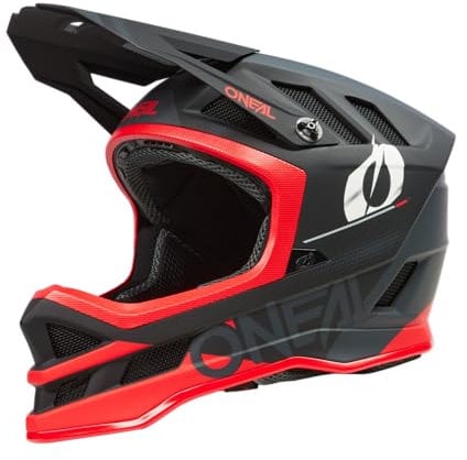 O'NEAL | Mountainbike-Helm | MTB Downhill | Dri-Lex® Innenfutter, Ventilationsöffnungen für Luftstrom, ABS Außenschale | Blade POLYACRYLITE Helmet Haze V.23 | Erwachsene | Schwarz Rot | Größe XS