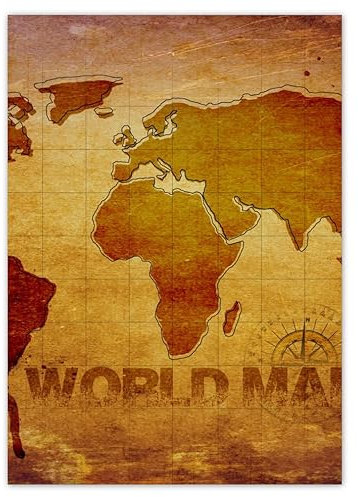 Wandsticker Deko Foto Sticker 50x70cm Braun Weltkarte No.H177