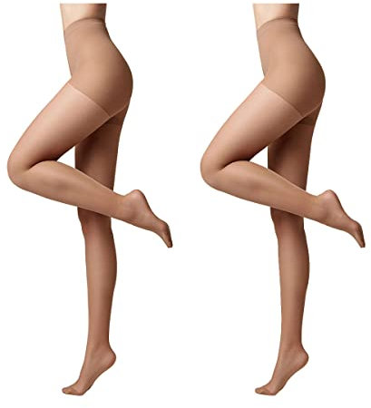 Conte elegant modellierende Damenstrumpfhose 2er Pack - ACTIVE 40 DEN - Stimuliert die Blutzirkulation formende Feinstrumpfhose Damen Strumpfhose - Farbe Natural Größe 2