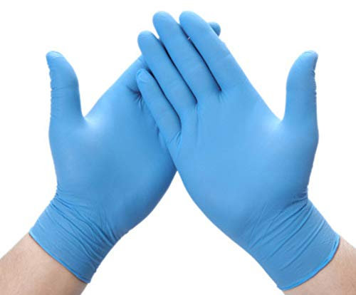 Disposable Gloves, 100Pcs Vinyl Gloves, Blue Vinyl Gloves, Powder Free, Latex Free, Kitchen, Food Safe, Extra Strong Gloves, Multi-Purpose Vinyl Gloves, Non-Sterile for All Purposes Gloves (XL)