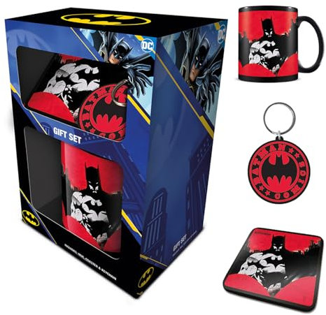 Batman Gift Set - Includes Mug, Coaster, Keyring in Comics Design Presentation Box - Comic Book Fans and Collectors - Officially Licensed Merchandise