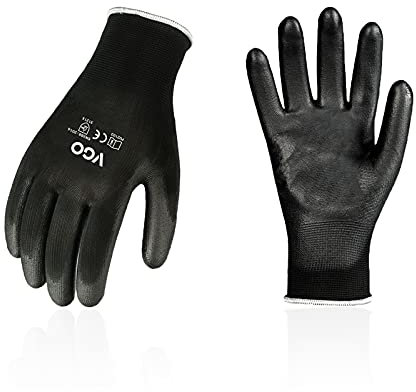 Vgo... 1 Paar Arbeitshandschuhe, PU-Beschichtung auf Polyester, Garten und Arbeitshandschuhe, Multifunktional (PU2103)
