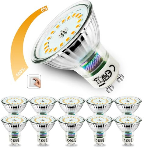 Allesgute GU10 LED Warmweiss 5W Dimmbar LED Lampe Glas Glühbirnen 700lm LED Birnen Ersetzt für 45W Halogen Leuchtmittel 230V Abstrahlwinkel 120°, 10er pack
