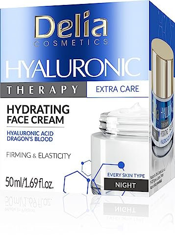 Delia Cosmetics - Hyaluronic Therapy - Feuchtigkeitsspendende Gesichtscreme - Jeder Hauttyp - Straffend - Glättend - Hyaluronsäure - Hydromanil - Eisenkrautextrakt - 50 ml