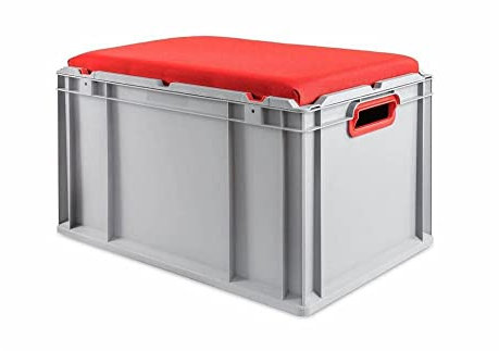 PROREGAL Eurobox NextGen Seat Box Rot | HxBxT 36,5x40x60cm | 65 Liter | Griffe offen | Eurobehälter, Sitzbox, Transportbox, Transportbehälter, Stapelbehälter