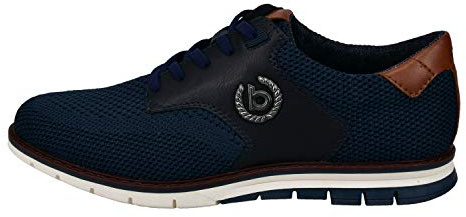 bugatti Schnürhalbschuh aus atmungsaktivem Materialmix, Memory Foam, elastische Schnürsenkel, Dunkelblau, 45 EU