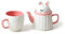 TUCHACA Tetera de conejo de dibujos animados, juego de té y taza individual con filtro para remojar hojas sueltas, tetera de 400ml, taza de 300ml.