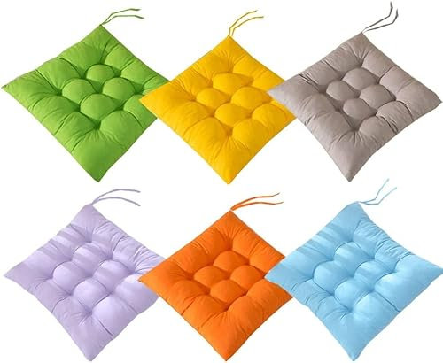 AGDLLYD 6 Coussins de Chaises Carrés 40x40 Coussins de Siège Décoration Maison Coussin Mat Matelassée,Confortable et coloré - Idéal pour intérieur et extérieur (6 Colors-A)