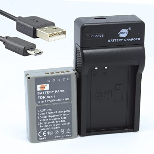 DSTE BLN-1 Li-ion Battery and Micro USB Charger Compatible with Olympus BLN1 E-M1 E-M5 Om-D Pen-F E-P5 Mark II