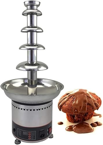NURCIX Commercial Chocolate Fountain Machine 5-Tier Stainless Steel Chocolate Waterfall Machine, 4kg Capacity 30℃~150℃ Adjustable Cheese Heated Melting Machine for Party Restaurant Wedding
