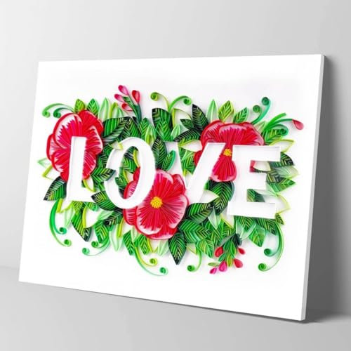 Moments Quilling Set Streifen Liebe 40x50cm - Bild Set Quilling, DIY Kinder und Erwachsene, Bilder aus farbigen Papierstreifen kreieren, einfach in der Ausführung