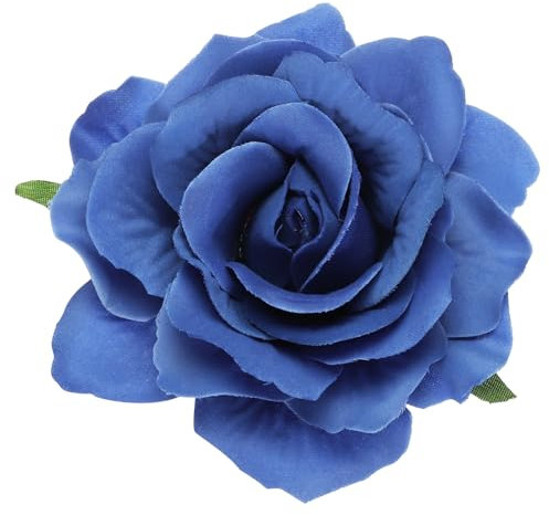 sourcing map 1 Pcs Rose Flower Hair Clips 4 Inch Flower Hair Pins Flower Brooch for Women Hair Accessories Blue