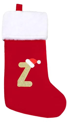 VEYLIN Embroidered Stockings Christmas 20 Inch Christmas Stockings with Letters, Plush Large Christmas Stockings Christmas Stockings for Kids/Adult Red Letter(Z)