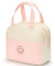 Hirabbi Lunch Bag for Women Large Insulated Lunch Box Reusable Lunch Tote with Preppy Soft Leather Bag for Work School Picnic Travel (White&Pink)