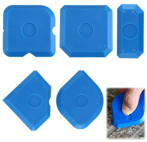 LEUUD Kit de Lissage à Joints, Set de 5 Spatules à Jjoints, Kit Complet de Décapage de Silicone & Rénovation, Ensemble d'outils de Calfeutrage avec 23 Formes Différentes Bleu