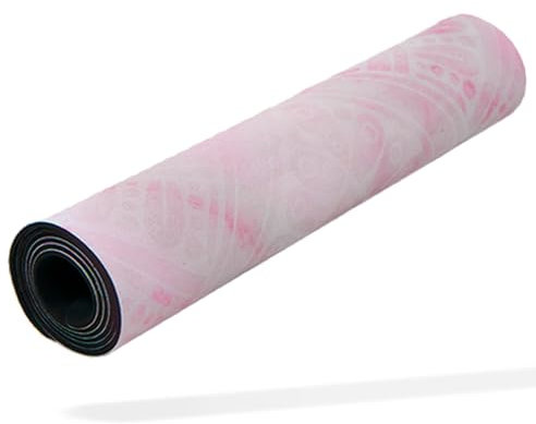 MATCHU - Yogamatte - Fitnessmatte - Gymnastikmatte - Anti-Rutsch - Verschiedene Materialien/Farben - Einfacher Transport - Leicht zu reinigen (Rosa/Weiß - Wildleder)