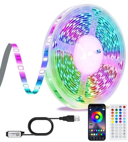 TK99SW LED Strip Lights 10M, USB APP Control Colour Changing LED Lights with Remote, Music Sync Built-in Mic, for Bedroom,Party,Home Christmas Decoration