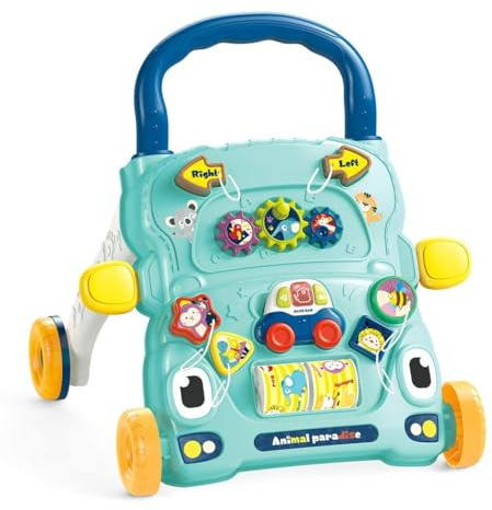 Chipolino Funny Animals blue: Deambulatore multifunzionale. 6+ mesi. Stimola l'andatura, l'equilibrio e la coordinazione. Luci, suoni e giocattoli colorati. 2 batterie AAA (non incluse). Conforme allo