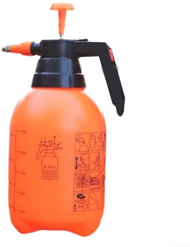 1 arrosoir de jardin robuste de 2 L, pompe à main portable, flacon pulvérisateur (orange)
