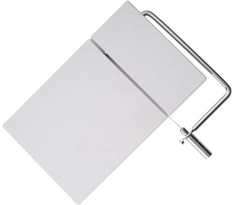 Wizoowip Coupe-Fromage Parmesan Trancheuse fiable Fil en Acier Inoxydable pour Bloc de fromages Planche en marbre Outil de Coupe du Beurre de Mozzarella Facile à Nettoyer Antidérapant Blanc