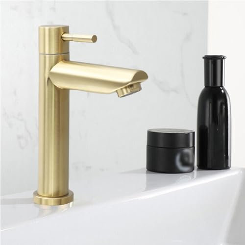 Robinet de Salle de Bain en Acier Inoxydable 304 - Mitigeur Lavabo Vintage en Or Brossé (L)