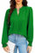 Teesho Damenblusen Elegant V-Ausschnitt Casual Langarm Oberteile Plissee vorne Arbeit Shirts Tunika Hemd Tops (Intensives Grün/XL)
