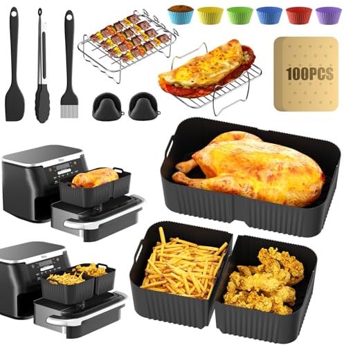 Moule Air Fryer, 20PCS Accessoire Air Fryer pour Ninja Air Fryer 10.4L AF500EU, Moule Silicone Air Fryer pour Ninja Foodi Flex 10,4 L, Air Fryer Accessoires pour Ninja Air Fryer (20PCS)