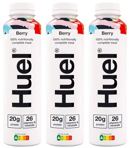 Hueldrink Ready To Drink Complete Meal Berry Flavour 500ml Pack of 3 Vegan Plant Based Meal Alternative Vitamin Minerals Protein Shake Dairy Free with Welari Thank You Card | (3pack) (1500ml)