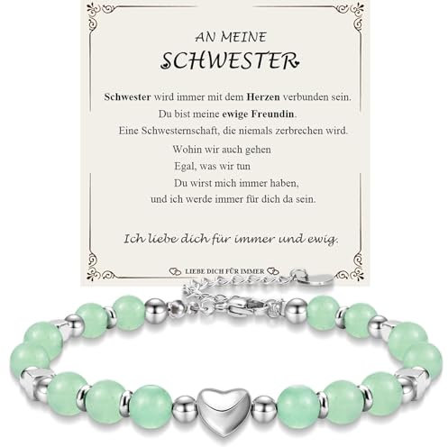 JEWTOP Geschenke für Schwester, Geschenk Schwester Armband An Meine Schwester Geschenke zum Geburtstag Weihnachten Abschluss Einschulung