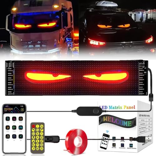 MUGUOY Flexible LED-Augen für Autofenster, 12*59.5cm, Mehrfarbig, Programmierbar, IP65 wasserdicht, High-Brightness-Lampe, Auto, 1 Stück