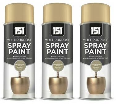 YSAMAX 151 Metallic Gloss Champagne Gold Spray Paint, Fast-Drying Formula, Durable Finish, Long-Lasting Nature, Aerosol Form, 400ML, (3PCS)