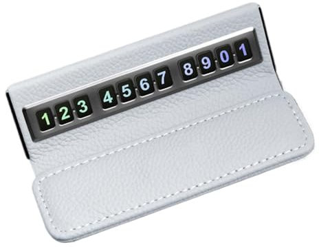 VUIUYOIES Portable Magnetic Parking Number Plate For Convenient Temporary Parking Innovative Folding Leather Magnetic Number Plate, gray