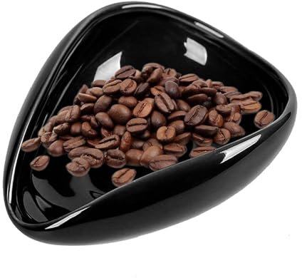Coffee Bean Dosing Cup, Narrow Mouth Cha He Tea Vessel, Coffee Bean Weighing Tray, Ceramic Weighing Tea Vessel, for Teahouse, Home, Coffee Bar (Black)